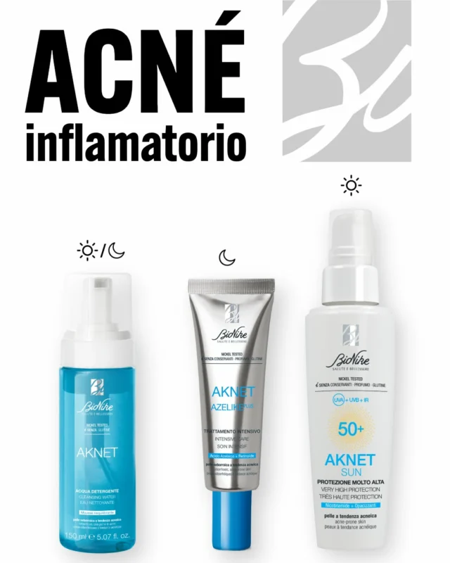 ✨ ¡Di adiós al acné sin irritar tu piel! Descubre la línea AKNET, diseñada para pieles mixtas, grasas, sensibles o con tendencia acneica. Ideal para adolescentes y adultos que buscan resultados reales con fórmulas dermatológicamente testadas. 💧🔬

🔹 AKNET Agua Limpiadora
Mousse suave que limpia, purifica y regula el sebo. Perfecta para usar mañana y noche.
💡 Con ácido succínico y clorexidina, combate bacterias y puntos negros sin resecar.

🔹 AKNET Azelike Plus
Gel de tratamiento intensivo nocturno con ácido azelaico, HPR (retinoide de nueva generación) y ácido glicólico.
🔥 Reduce comedones, marcas e inflamaciones sin irritar la piel.

🔹 AKNET Sun 50+
Protector solar ligero, ideal para pieles con acné.
☀️ Con niacinamida y filtros UVA/UVB/IR, protege y matifica sin obstruir poros.

🌱 Sin gluten, sin conservantes, sin perfume. Testado no comedogénico y nickel tested.

📆 Úsalo a diario, día y noche, y nota cómo tu piel respira, se equilibra y se transforma.

#bionikespain #filosofiasin  #aknet  #PielAcneica #CuidaTuPiel #Dermocosmética #SinIrritación #Niacinamida #AcidoAzelaico #Retinoide #PielGrasa #SkincareRutina
